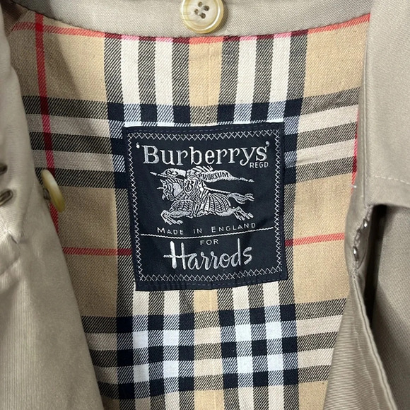 Burberry London Harrods Men’s Double Breasted Khaki Trench Coat - Picture 7 of 13